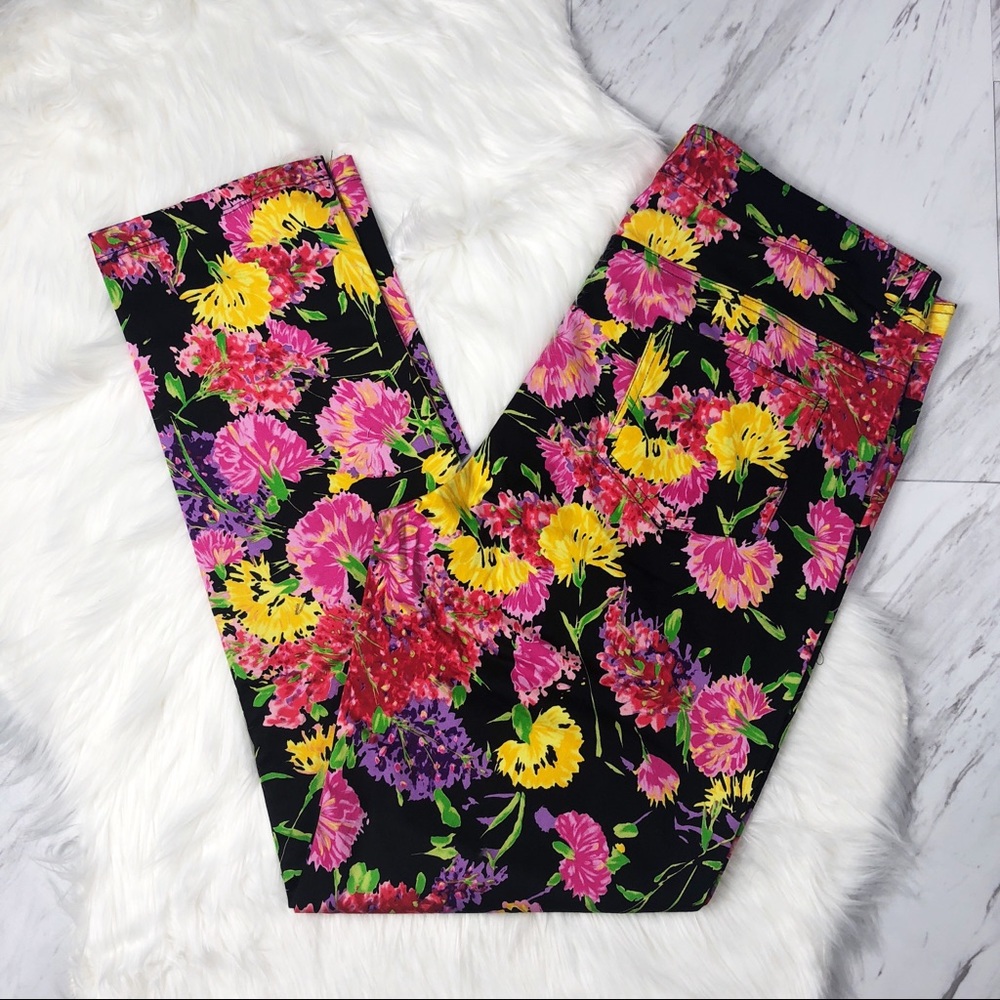 Floral Print Straight Leg Pants - Plus Size